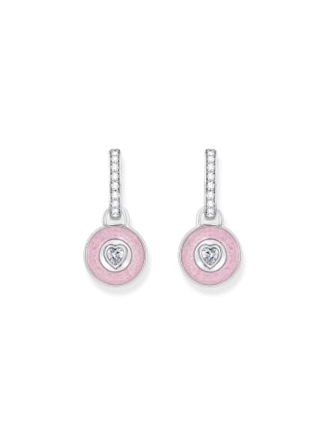 Thomas Sabo Creolen Mit Anhänger Rosa Und Zirkoniabesatz in silber, weiß, pink