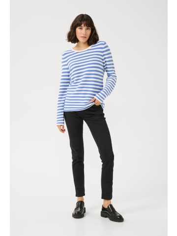 Kaffe Strickpullover KAlinka in Blue/Chalk Stripe