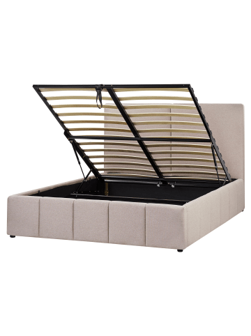 Beliani Doppelbett CASTELNAVET in Beige/Schwarz - (W) 170 x (H) 120 x (L) 220 cm