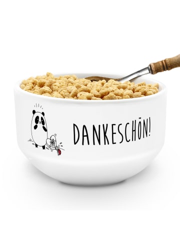 Mr. & Mrs. Panda Müslischale Panda Dankeschön mit Spruch in Weiß