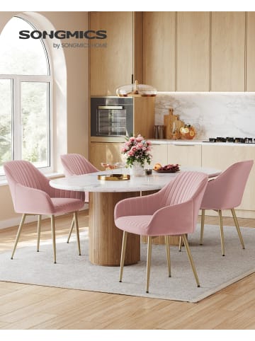 SONGMICS 6er-Set: Esszimmerstuhl in pastellrosa - (B)60 x (H)85 x (T)62.5 cm