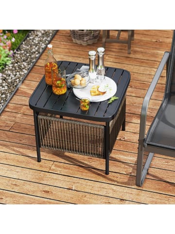 COSTWAY Gartentisch mit Schirmloch 56 x 56 x 49 cm in Schwarz