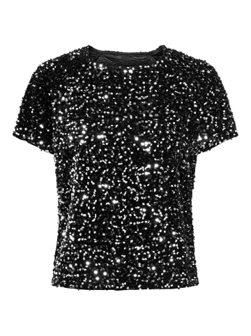 JACQUELINE de YONG Glitzer Pailletten Bluse Kurzarm T-Shirt Elegant Party JDYSHIRLEY in Silber