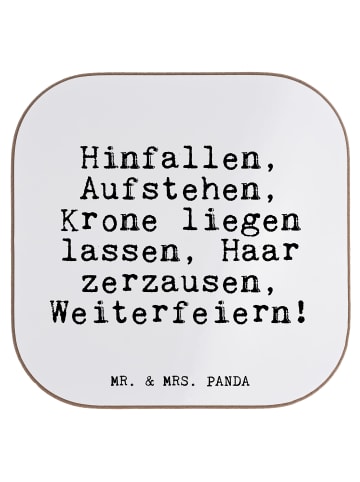 Mr. & Mrs. Panda Untersetzer Glas Hinfallen, Aufstehen, Krone li... in Weiß