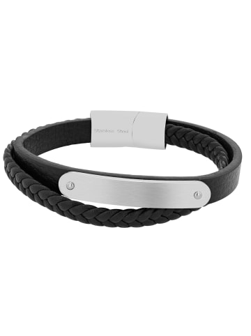 Adeliás Damen Armband aus Leder 21,5 cm in schwarz
