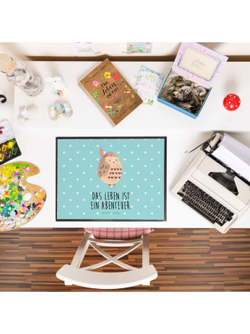 Mr. & Mrs. Panda Schreibunterlage Eule Federschmuck mit Spruch in Türkis Pastell