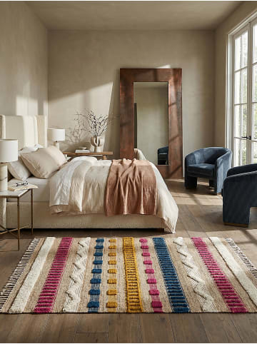 KADIMA DESIGN Naturfaser-Teppich Handgewebt WHARFE Boho Gestreift Wohnlich in Natur-Multicolor