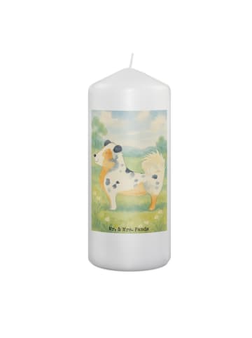 Mr. & Mrs. Panda Kerze Hund Australien Shepherd Design ohne Spruch in Weiß