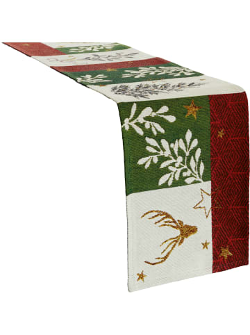 Sander Baumwollmischung, Gewebt, Gobelin Tischband Cheryl in rot-grün-weiß