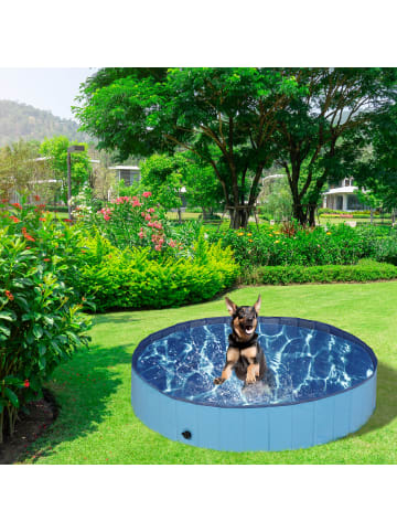 relaxdays Hundepool in Blau - (H)30 x Ø 160 cm