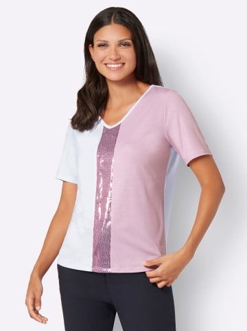 Sieh an! V-Shirt in rosé-weiß