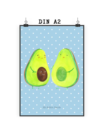 Mr. & Mrs. Panda Bild Avocado Pärchen ohne Spruch in Blau Pastell