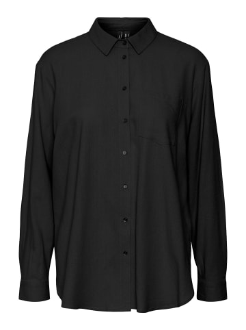 Vero Moda Langarm Hemd Bluse Business Oberteil aus Leinen VMMYMILO in Schwarz-2