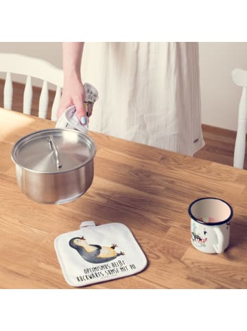 Mr. & Mrs. Panda Topfuntersetzer Pinguin Lachen mit Spruch in Weiß