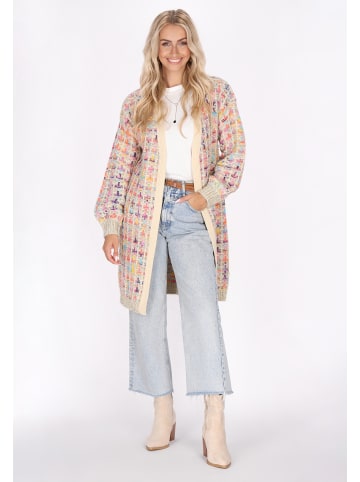IZIA Damen Cardigan in Wollweiss Mehrfarbig