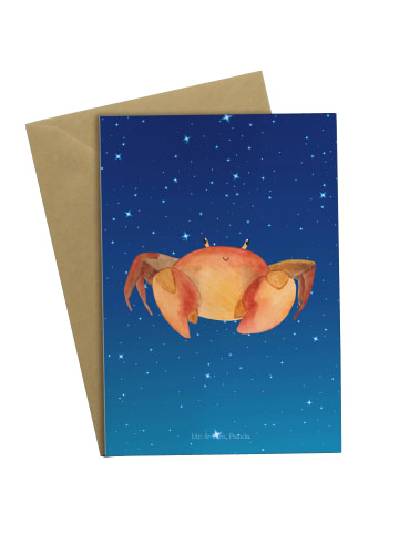 Mr. & Mrs. Panda Beileidskarte Sternzeichen Krebs ohne Spruch in Sternenhimmel Blau