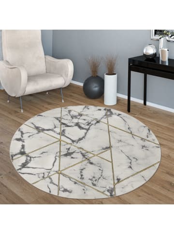 Teppich Kurzflor Marmoroptik Wohnzimmer schmutzabweisend in Gold