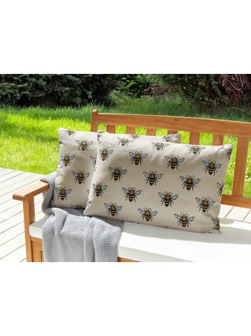 Beliani 2er-Set Gartenkissen CANNETO in Beige/Schwarz/Gelb