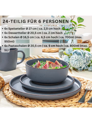 Sänger 24-tlg. Geschirrset Bombay Graphit in Blau