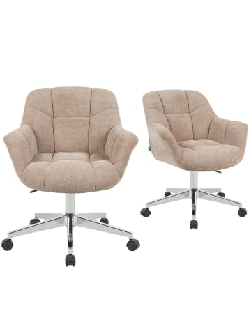 DUBI Möbel 2er-Set: Bürostuhl Mika-Nio in Beige - (B)65 x (H)79 x  (T)66 cm