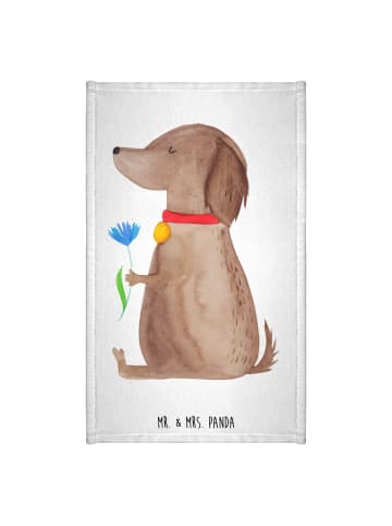 Mr. & Mrs. Panda Handtuch Hund Blume ohne Spruch in Weiß
