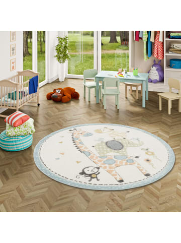 Pergamon Kinderteppich Maui Kids Safari Tiere Rund in bunt