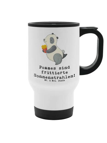 Mr. & Mrs. Panda Autobecher Panda beflügelt Pommes mit Spruch in Weiß