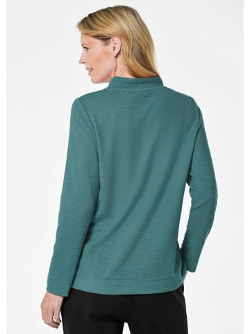 GOLDNER Sweatshirt Langarm Viskose-Pullover, Stehbund in grün