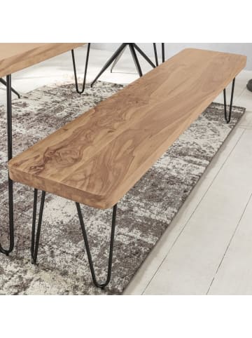 FineBuy Sitzbänk in Braun / Akazie / 160x40x45