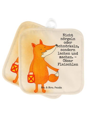Mr. & Mrs. Panda Topfuntersetzer Fuchs Laterne Design mit Spruch in Weiß