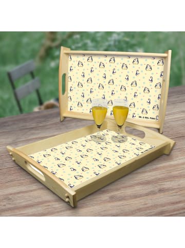 Mr. & Mrs. Panda Tablett Pinguin umarmen ohne Spruch in Gelb