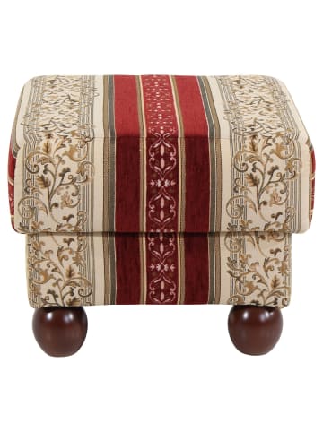 58 aufm Kessel HOCKER Kasha Bezug Chenille Buche nussbaum dunkel / rot