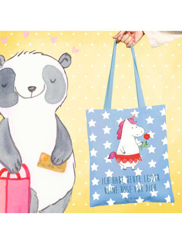 Mr. & Mrs. Panda Tragetasche Einhorn Dame mit Spruch in Sky Blue