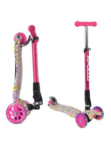 Apollo LED Kinderscooter " Kids Whiz Pink Flower " in mehrfarbig