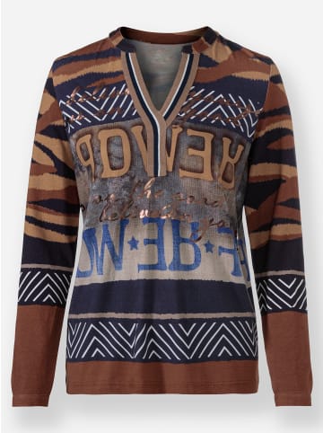 Heine Druck-Shirt in marine-camel-bedruckt