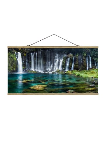 WALLART Stoffbild mit Posterleisten - Shiraito Wasserfall in Petrol