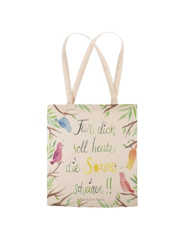 Mr. & Mrs. Panda Beuteltasche Vögel Sonne mit Spruch in Bunt