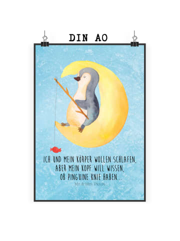 Mr. & Mrs. Panda Poster Pinguin Mond mit Spruch in Eisblau