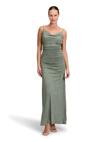 Vera Mont Abendkleid mit Wasserfallausschnitt in Dark Green/Grey