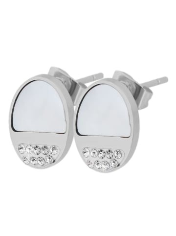 Adeliás Damen Ohrringe – Ohrstecker aus Edelstahl mit Perlmutt in silber