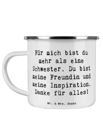 Mr. & Mrs. Panda Teetasse Spruch Meine Schwester mit Spruch in Weiß