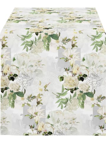 APELT Baumwollmischung Tischläufer Season in weiß-grün