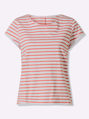 Heine T-Shirt in weiß-grapefruit-geringelt