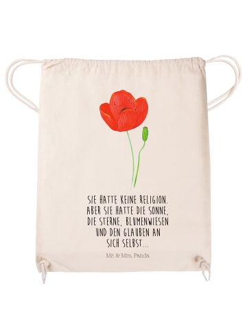 Mr. & Mrs. Panda Sportbeutel Blume Mohnblume mit Spruch in Creme