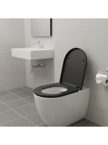 relaxdays Toilettendeckel in Anthrazit - (B)36 x (T)42 cm