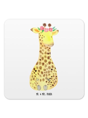 Mr. & Mrs. Panda Gläseruntersetzer Giraffe Blumenkranz ohne Spruch in Weiß