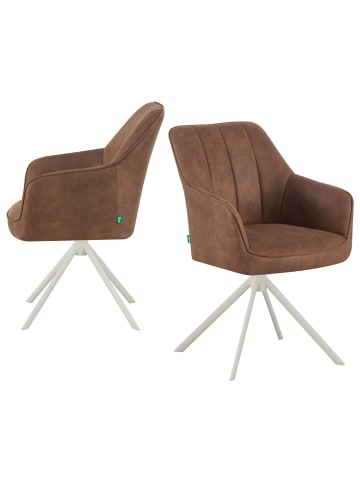 DUBI Möbel 2er-Set: Drehstuhl THOMAS-VIVI in Wildleder-Braun - (B)57 x (H)88 x  (T)63 cm