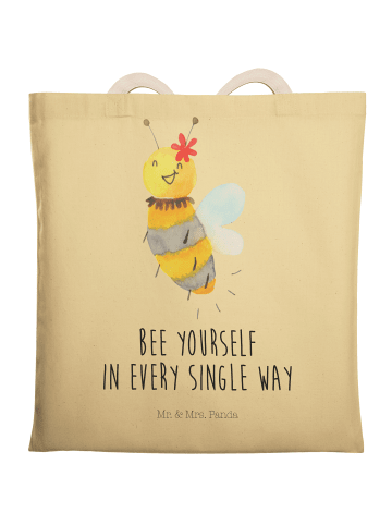 Mr. & Mrs. Panda shopping bag Biene Blume mit Spruch in Gelb Pastell