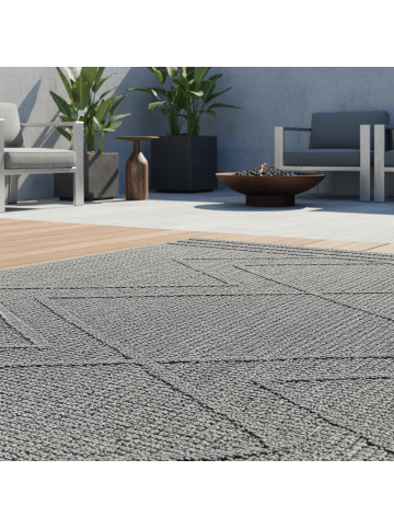 KADIMA DESIGN Teppich Outdoor Waschbar Boho CORTINA Strapazierfähig OEKO-TEX Balkon in Grau