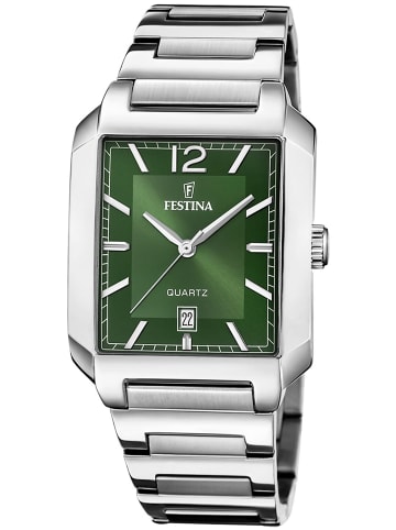 Festina Herren-Armbanduhr Rechteckig Stahl/Grün